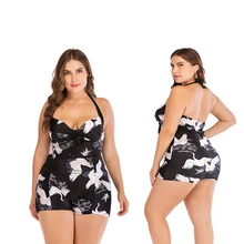 Сексуальный цельный купальный костюм для женщин, 5XL, плюс размер, одежда для плавания, боди, монокини с пуш-апом, с принтом, однотонная одежда для плавания, купальные костюмы