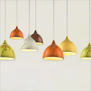 

Wood Grain Creative Bedroom Pendant Lights E27 Restaurant Pendant Lights Aluminum Modern Pendant Lights