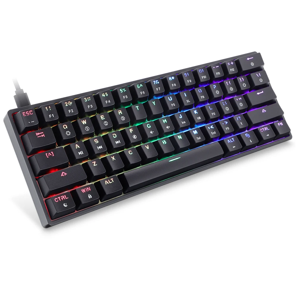 US $54.99 GK61 SK61 61 Key Mechanical Keyboard USB Wired LED Backlit Axis Gaming Mechanical Keyboard Gateron Optical Switches For Desktop