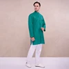 Kurta India Costume Kurtis Ethnic South Asian Style Green Shirt White Pants Hindu Clothes Cotton Kurtha Indian Clothing for Men ► Photo 3/4