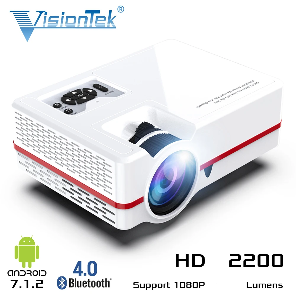 

VISIONTEK VS313 UP MINI Projector, Android WIFI Proyector，Support Full HD 1080P LED Portable Beamer，Home Cinema，Optional VS313