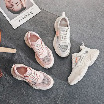 

2019 autumn new fashion simple solid color flat shoes women trend comfortable mesh breathable casual shoes