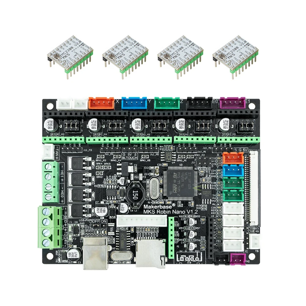 FLSUN impressora 3d для Q5 dealta velocidade MKS Robin Nano V1.2 board с 4 драйверами удаленные TMC 2208 |