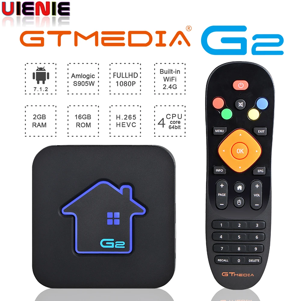 Оригинальная ТВ-приставка GTMEDIA G2 4K HDR Android 7 1 Ultra HD 2 Гб 16 WIFI Google Cast Netflix телеприставка