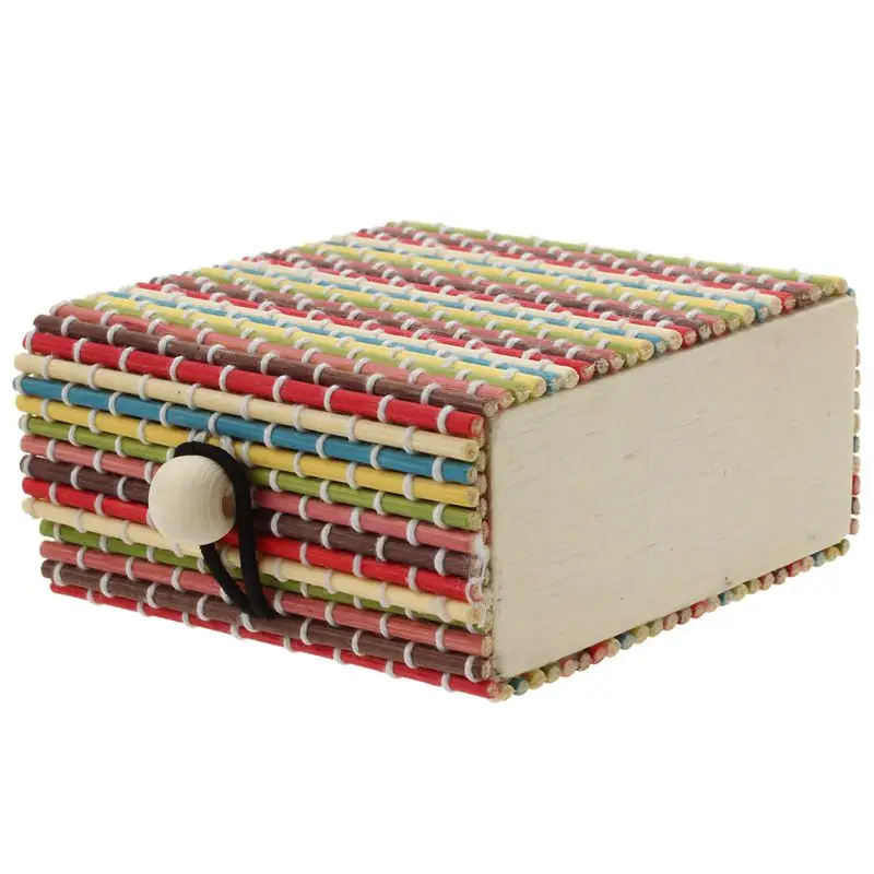 

1Pc Delicate Ring Necklace Earrings Bamboo Wooden Case Jewelry Storage Boxes Colorful