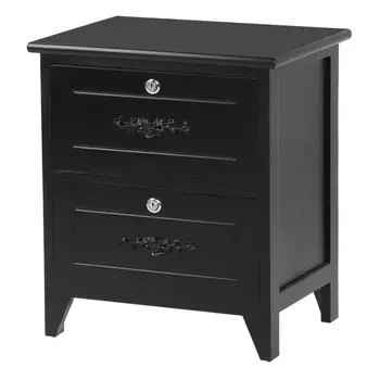 

Fashion Bedside Cabinet Storage Shelf No Assembly Needed Wooden Nightstand Bedside Table Organizer Cabinet with 2 Drawers