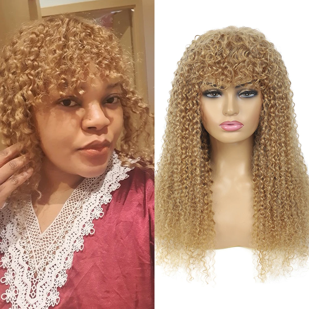 New Hair-Wigs Bangs Blonde Human-Hair Jerry-Curl Full-Machine Brazilian 27 EUPHORIA  mmQKME91QDo