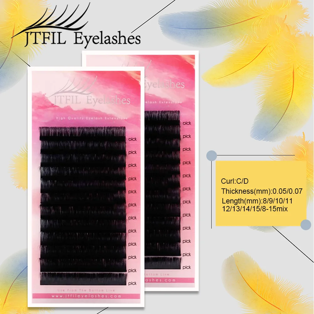 

Eyelash Extension 12 Lines/Tray Silk Cilios Soft Professionals Individual Eye Lash Extensions C/CC/D/DD Curl False Lashes