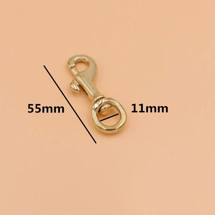 55x11mm 5 шт. Твердый латунный триггер вертлюжный рым крюк с карабином для лямки кожаный мешочек ручного изготовления ремень крюк застежка ПЭТ карабин для собачьего поводка - Цвет: 55x11mm