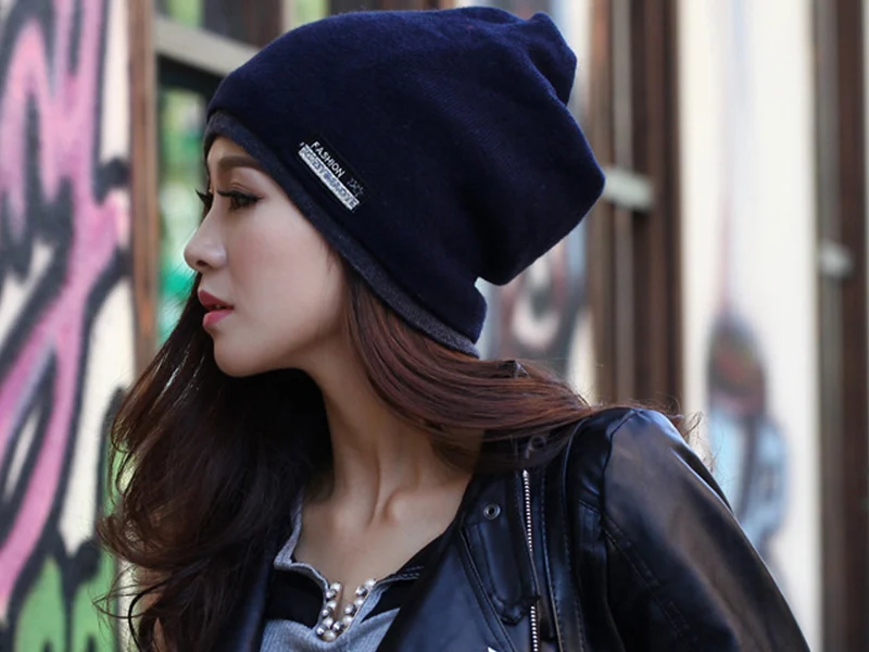 Skullies Beanies женская зимняя вязаная шапка женские зимние шапки для женщин Дамская мешковатая теплая Модная женская шапочка для девочек