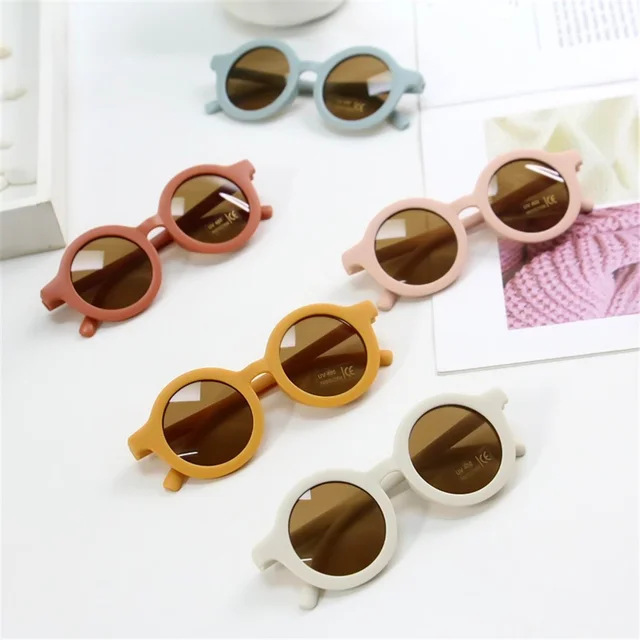 Kids Fashion Children's Sunglasses Infant's Retro Solid Color Ultraviolet-proof Round Convenience Glasses Eyeglass 1