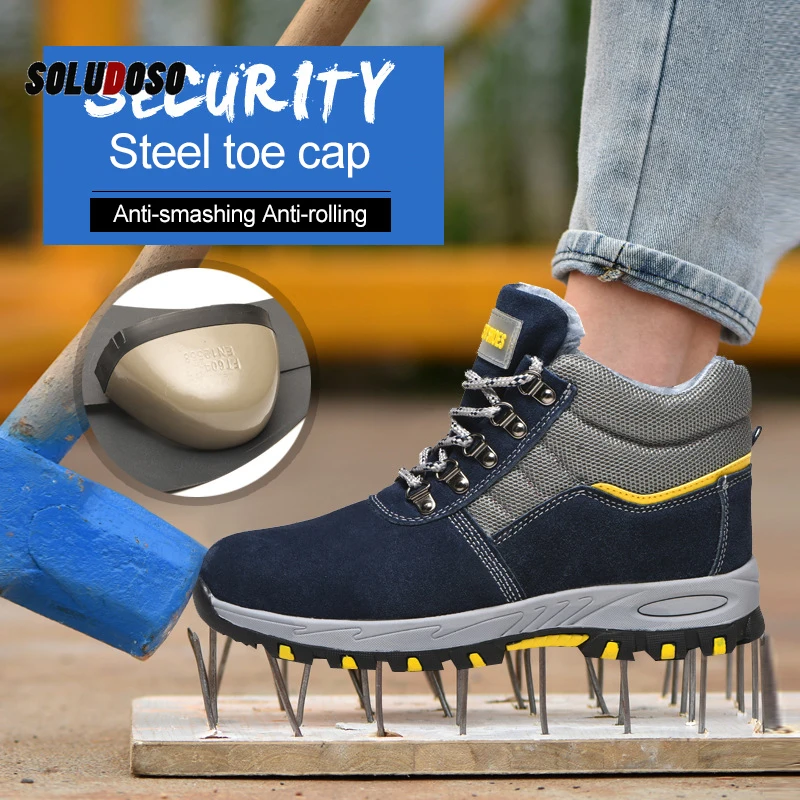 

Winter Safety Work Boots Steel Toe Working Men Boots Warm Add Velvet Cold Protective Non Slip Anti Smashing Puncture Proof Shoes