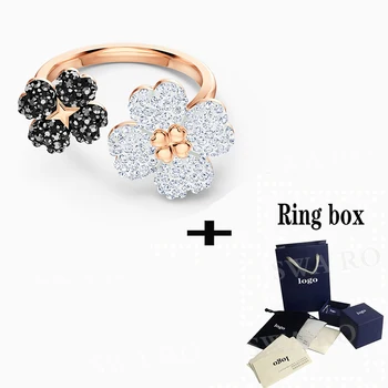 

SWA 2020 New Fashion Exquisite Rose Gold Latisha Black Crystal Ring To Send His Wife A Romantic Birthday Gift For His Girlfriend