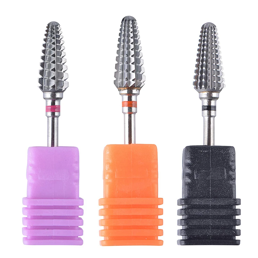 

High Quality Cone Carbide Nail Dril Bits Volcano Type with Chamfer 3/32" Shank for Electric Manicure Machine (3Extra Coarse)