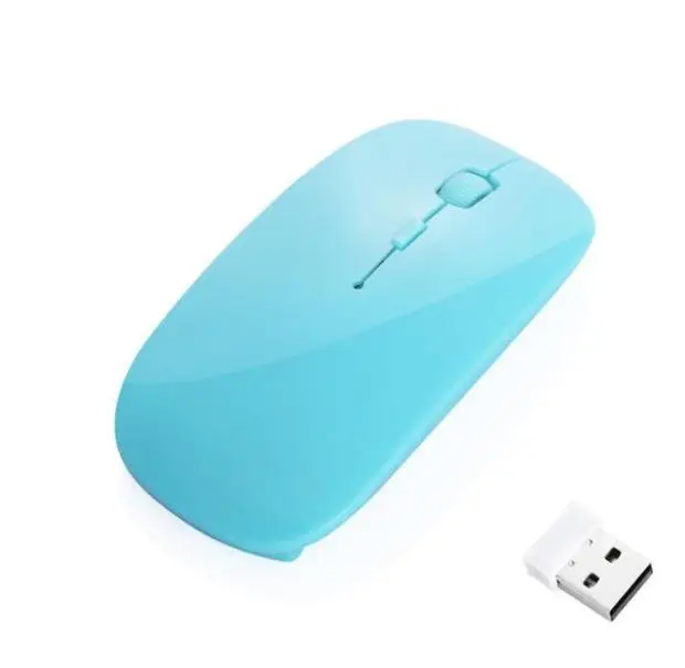 Настольная беспроводная мышь игра прочный мини Оптический игровой USB ресивер легкий портативный 2,4 ГГц дома - Цвет: Blue