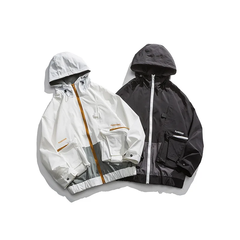 

Panda Stock 2020 Spring New Style Contrast Color Zipper Pocket National Trends Origional Hooded Jacket MEN'S Outerwear Tops