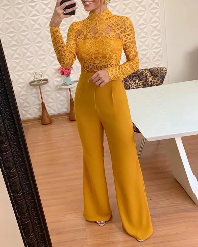 long sleeve bell bottom jumpsuit