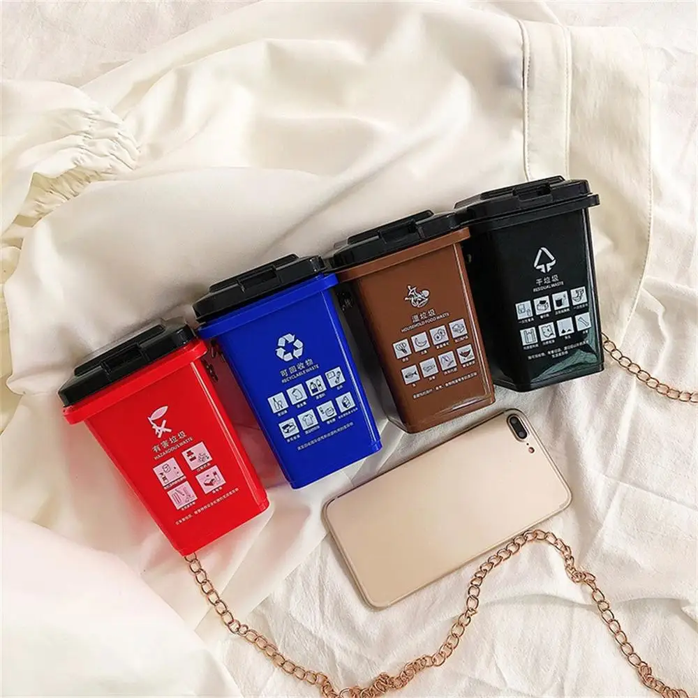

Women's Cute Garbage Sorting Bag Trash Can Creative Shoulder Messenger Bag Small Square Messenger Bags Bolsa Feminina L26#