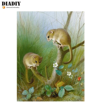 

DIADIY DIY Diamond Embroidery "Two mice Diamond Painting Cross Stitch animal Square Mosaic Decoration Wall Stickers Gift Art