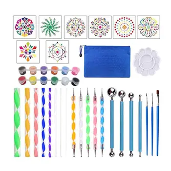 

34pcs Mandala Dotting Tools Set for Painting Rock Stone Ceramic Stencil Template Brush Acrylic Paint