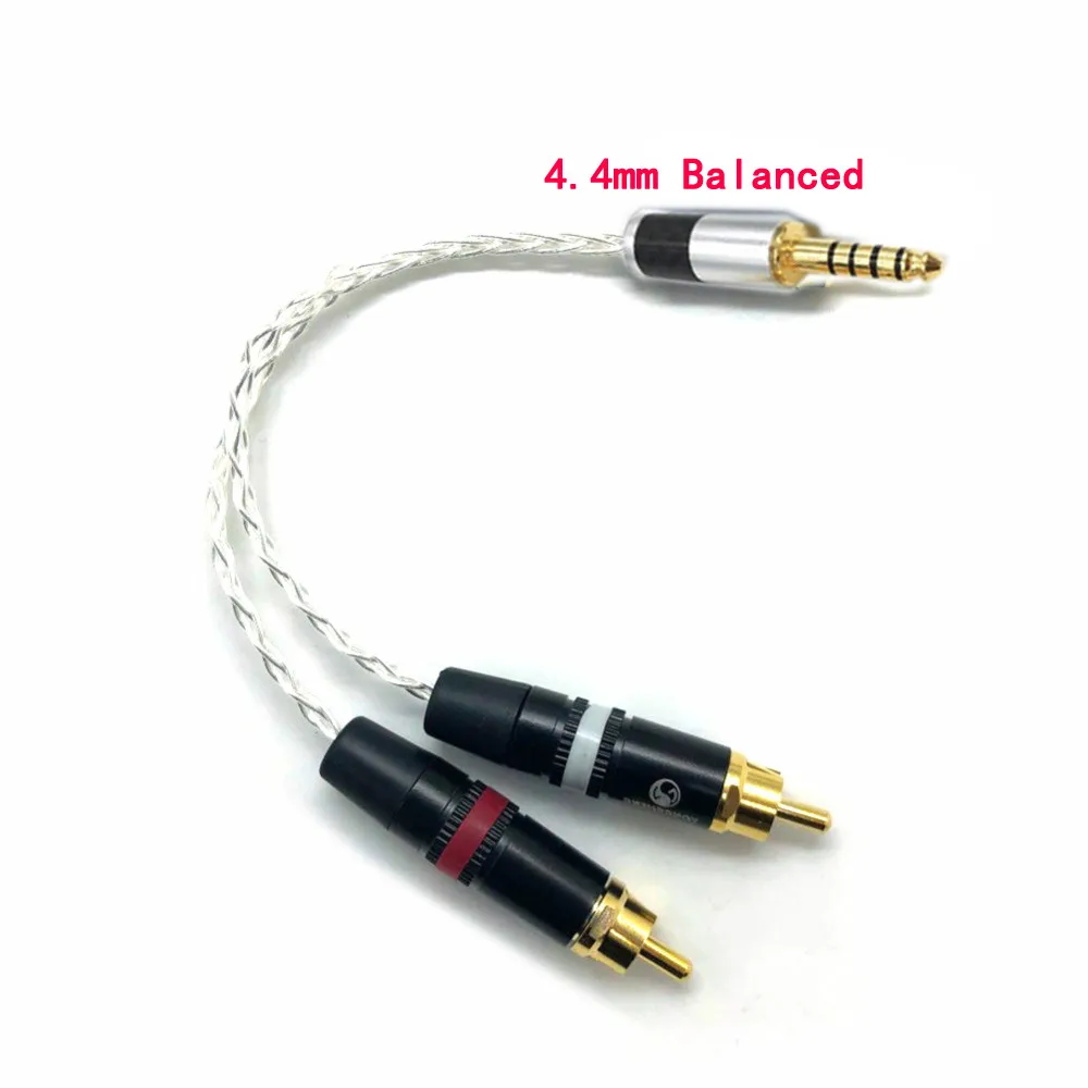 Thouliess Hi end 2 5mm TRRS 4 4mm Balanced Male 3 5mm Jack to RCA Plug Aux Cable 8x 1 0mm Silver Wire Headphone Amp