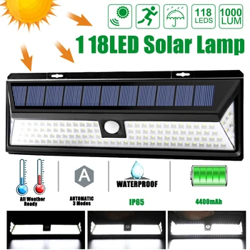 

118 LED Solar Light Outdoor Solar Lamp Powered Sunlight PIR Motion Sensor Waterproof Street Lamp For Garden Decoration