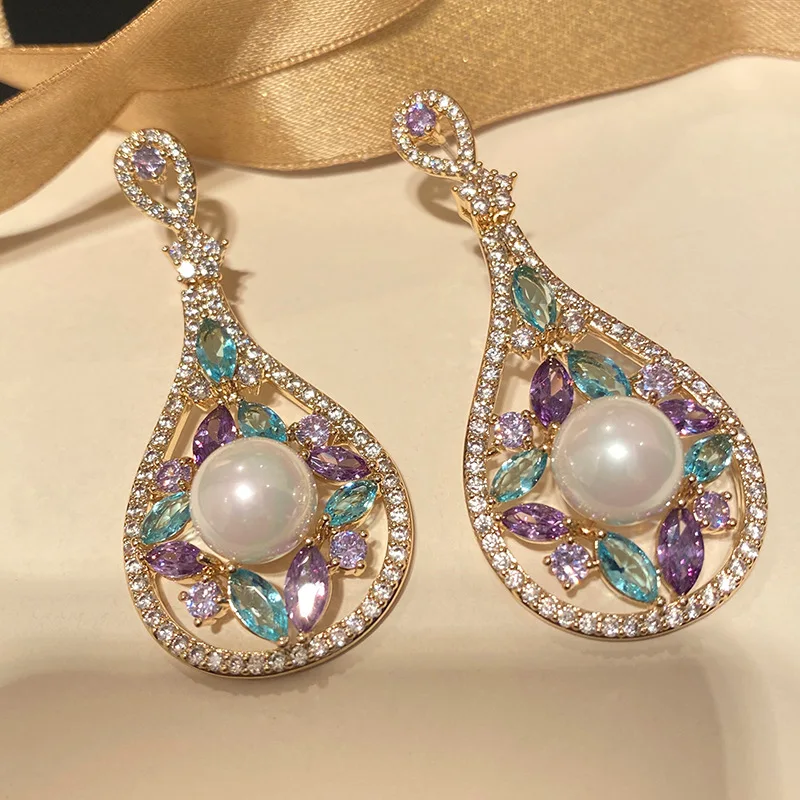 Женские серьги подвески с искусственными фианитами|Серьги-подвески| |