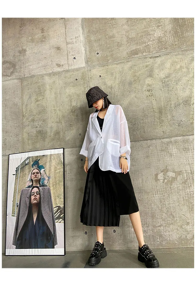 XITAO Irregular Black Skirt Fashion New Women 2020 Elegant Goddess Fan Pleated Pocket Small Fresh Casual Loose Skirt ZP1684