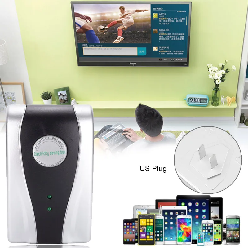 

Electricity Saver Box Energy Saving Adapter Electrical Devices Stabilize Voltage Powerful with LED Lights Solar Efficient