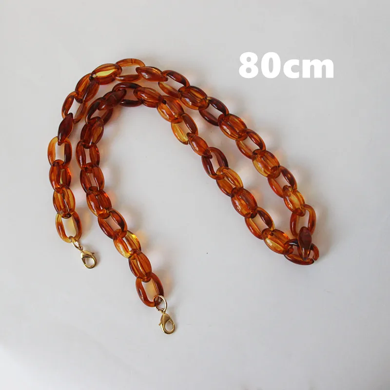 brown 80cm Новинка, модная женская брендовая Сумочка, вспомогательная цепь, черный, коричневый, бежевый цвета, акриловая цепочка, роскошный ремешок, женский клатч на плечо, полимерная цепь - Цвет: brown 80cm