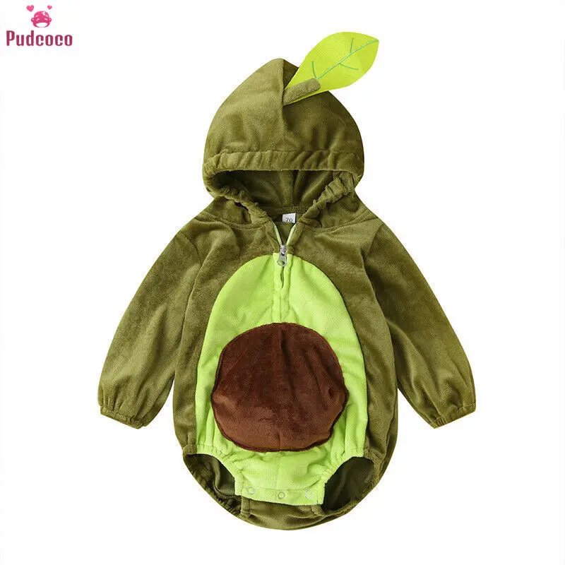 

2020 Autumn Winter Jumpsuit Baby Boy Girl Clothes 6-24M Infant Newborn Romper Cartoon Avocado Long Sleeve Plush Outfits