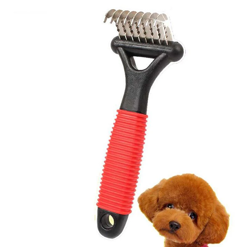 Cepillo de pelo de mascota cortador de nudos cepillo cepillado y caída de pelo para perros, Gato, depilación, productos para mascotas de doble cara