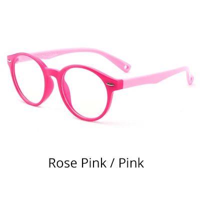 Ralferty гибкие силиконовые детские очки детские голубые легкие очки круглые винтажные розовые по рецепту без диоптрий очки K8217 - Frame Color: Rose Pink - Pink