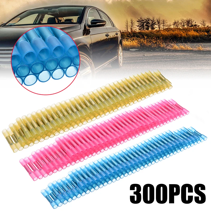 

Mayitr 300Pcs/set 22-10AWG Waterproof Heat Shrink Insulated Butt Wire Splice Crimp Connector Terminals Kit