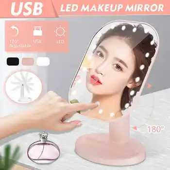 

20LED Battery Power/USB Makeup Mirror Adjustable Lamp Touch Screen Cosmetic Beauty Desktop Vanity Table Stand Mirrors w/light