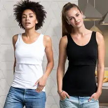 Модная женская футболка для грудного вскармливания, Женская однотонная одежда без рукавов для беременных, Женский o-образный вырез, тонкий пуловер белого и черного цвета