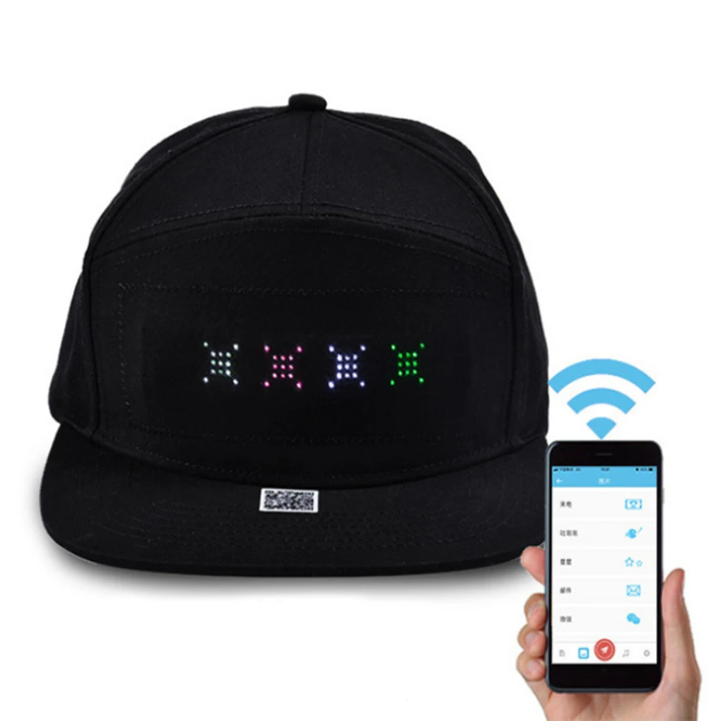 Bluetooth светодиодный головной убор DIY приложение управление программируемая доска для сообщений бейсбольная кепка светодиодный вечерние светящиеся шляпы
