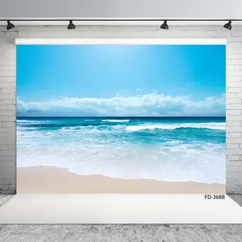 

Baby Child Wedding Photography Blue Ocean Sea Wave Cloud Sky Beach Sand Beautiful Scenery Backdrop Photo Studio Background Props