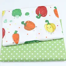 Зеленая хлопковая ткань с рисунком, детский хлопковый саржевый материал для рукоделия, шитья, Лоскутная Ткань