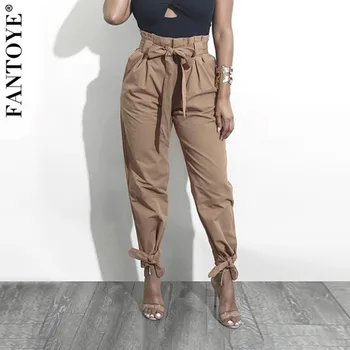 

FANTOYE Vintage Lace Up Women Cargo Pants Loose High Waist Harem Pants Trousers Ladies Casual Streetwear Hip Pop Punk Pants New