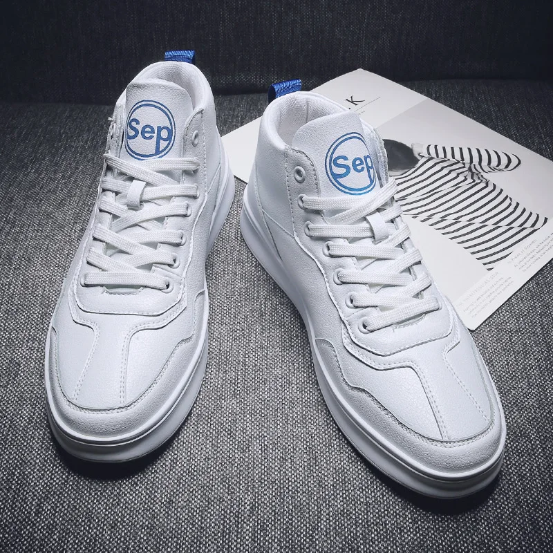 

2019 New Style Winter Men Shoes High-top Board Shoe Korean-style Trend 47 White Shoes 46 Large Size 45 Versatile Trendy Shoes 48
