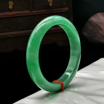

Natural Burmese Jadeite 54-64mm Green Bracelet Elegant Princess Jewelry Best Gift Present