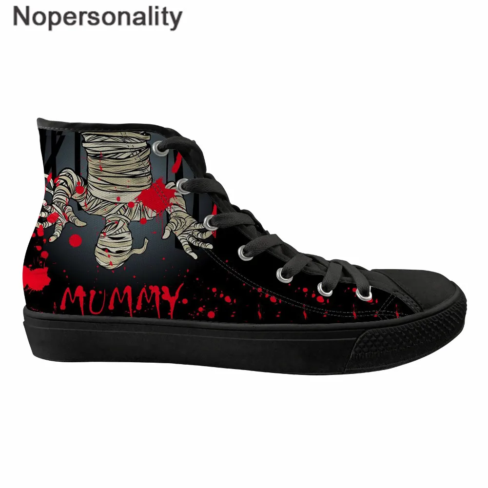 Nopersonality/черные ботинки с черепом в стиле панк; Индивидуальные кроссовки для подростков; модная Уличная обувь; Мужская парусиновая обувь с высоким берцем; Zapatillas