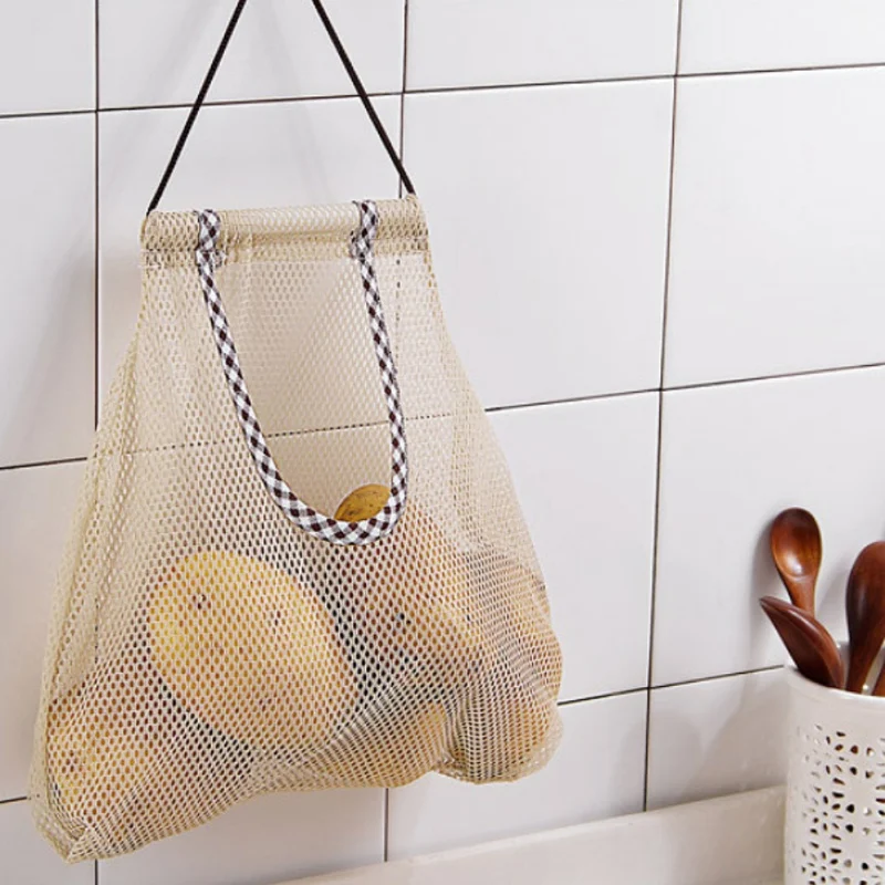 

Hanging Mesh Storage Bag for Onion Potato Garlic Fruit Vegetable Organize Breathable Reusable