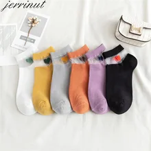 Jerrinut женские летние милые носки до лодыжки хлопковые кружевные прозрачные повседневные короткие носки корейский стиль невидимые дышащие тонкие носки