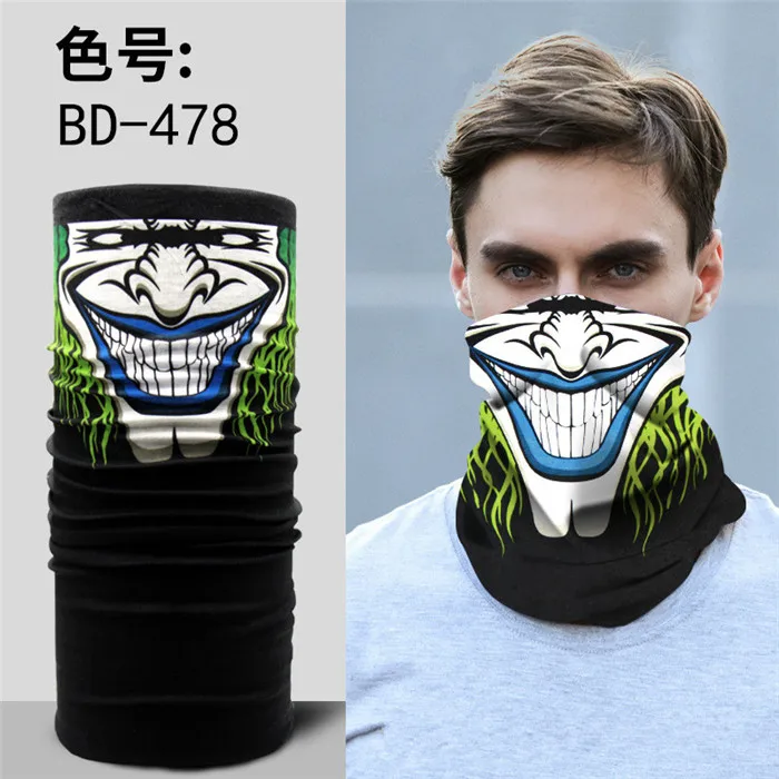 BD478 Scarf Мужской шарф, бандана для езды на Хэллоуин, женский платок, лыжная маска с черепом, маска на половину лица, шарф-призрак, шарф на шею, шарфы для походов, волшебный шарф, Вечерние Маски - Цвет: BD478 Scarf