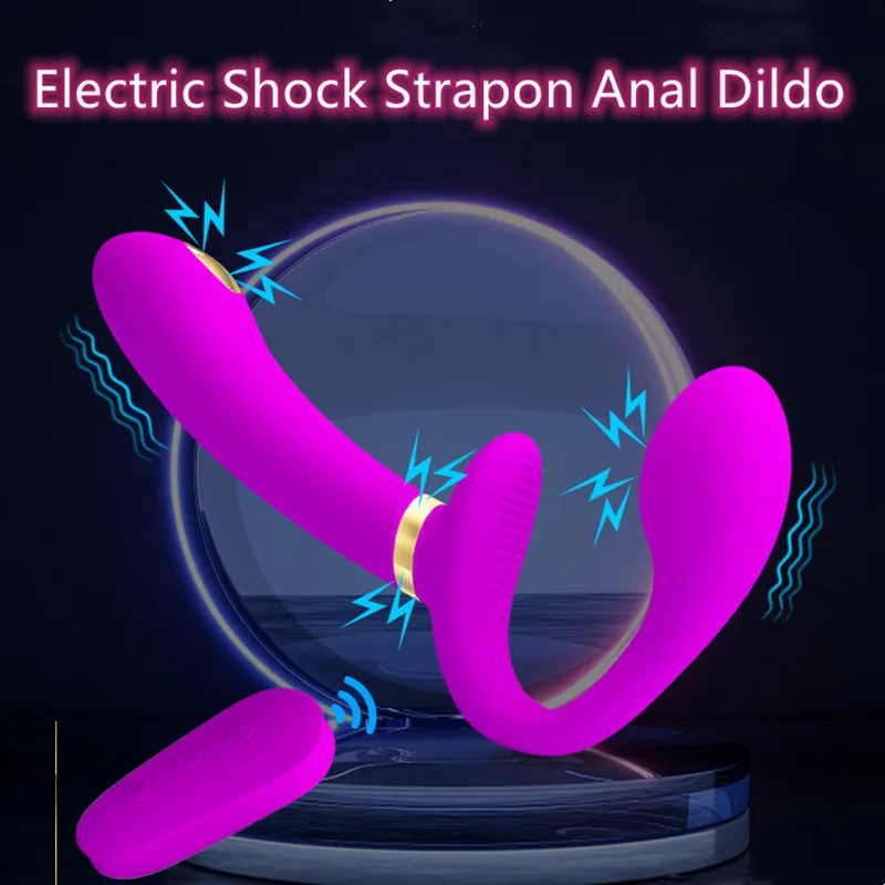 Dildo anale con doppio strap-on, controllo elettrico senza fili, vibratore per punto G e clitoride, per lesbiche, SM, strap-on_voghion.com
