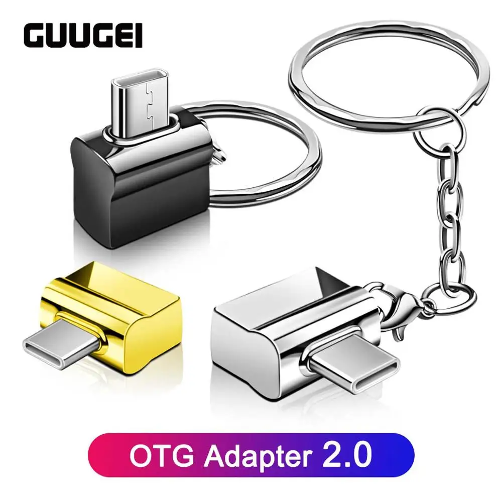 

GUUGEI USB Type C OTG Adapter Type C To USB Converter With Metal Key Chain OTG Type-C USB C Adapter Mouse Keyboard Disk Flash