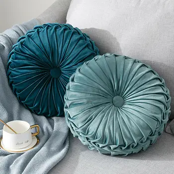 

FAROOT 1Pcs Velvet Pleated Round Floor Cushion Pillow Pouf Cover Throw Home Sofa Decor Sofa Cushion