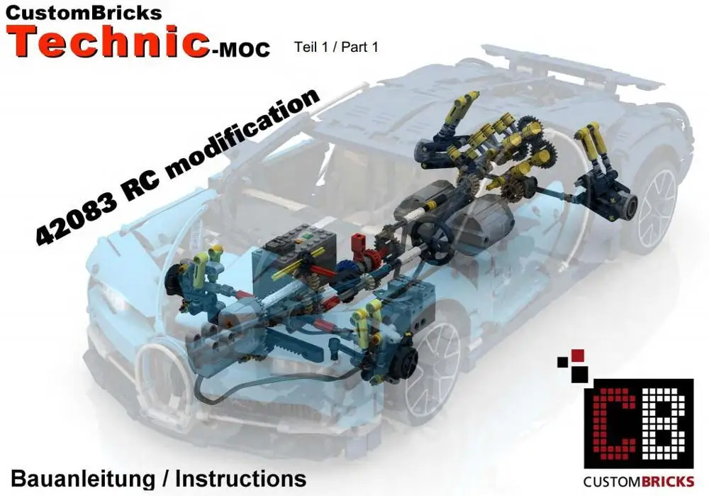 Bugatti чугун модификация RC двигатель совместимый IEGOset 42083 20086 technic MOC гоночный автомобиль строительные блоки игрушки подарки